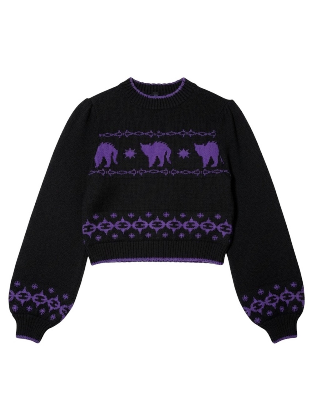 Dangerfield You're Mad Knit Jumper Black & Purple Cat Knit Sweater Size 8